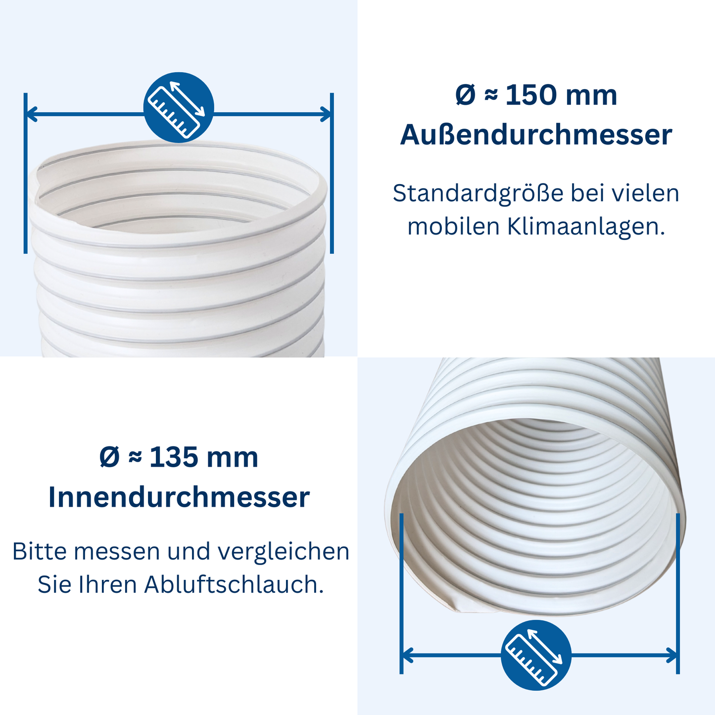 Adapter Klimaanlage Abluftschlauch ⌀ 150 mm – Linksgewinde (Standard)